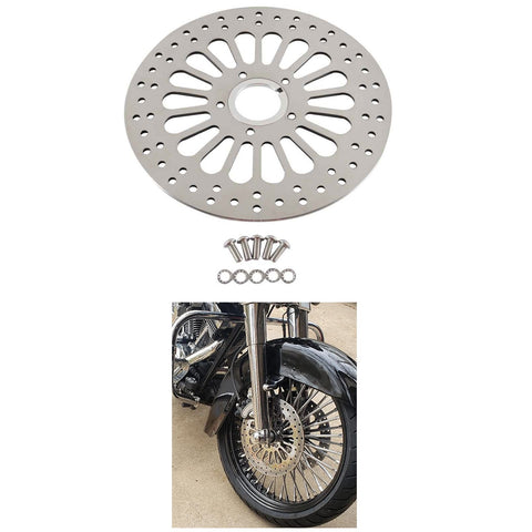 QUIROKO 11.5" Front Brake Rotor  Satin Polished SS For Harley Touring Dyna QUIROKO 11.5" Front Brake Rotor  Satin Polished SS For Harley Touring Dyna