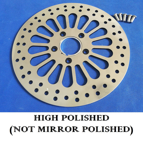 QUIROKO 11.5" Front Brake Rotor  Satin Polished SS For Harley Touring Dyna QUIROKO 11.5" Front Brake Rotor  Satin Polished SS For Harley Touring Dyna
