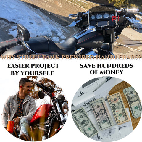 THROTHUNDER 1-1/4'' Pre-wired Ape Hanger Handlebars for Harley 2014-Up Street Glide, Electra THROTHUNDER 1-1/4'' Pre-wired Ape Hanger Handlebars for Harley 2014-Up Street Glide, Electra