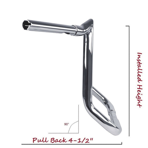 FATFLEX 1-1/4" Chrome 10" Bagger Handlebars For Harley Touring and Bagger 1996-UP FATFLEX 1-1/4" Chrome 10" Bagger Handlebars For Harley Touring and Bagger 1996-UP