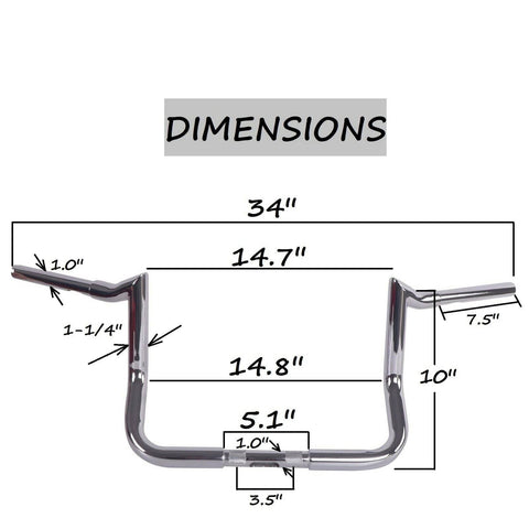 FATFLEX 1-1/4" Chrome 10" Bagger Handlebars For Harley Touring and Bagger 1996-UP FATFLEX 1-1/4" Chrome 10" Bagger Handlebars For Harley Touring and Bagger 1996-UP