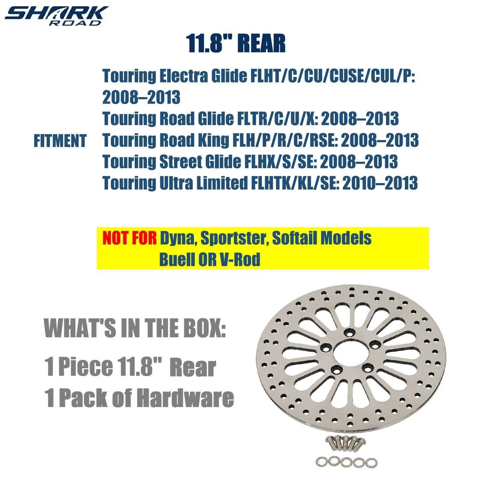11.8'' Brake Rotor, 1 Piece Rear Rotor for Harley Davidson Touring 2008-2013 Models, No Rust No Vibration Awesome Performance 11.8'' Rear Brake Rotor for Harley HDRT-1102 - SHARKROAD 11.8'' Brake Rotor, 1 Piece Rear Rotor for Harley Davidson Touring 2008-2013 Models, No Rust No Vibration Awesome Performance 11.8'' Rear Brake Rotor for Harley HDRT-1102 - SHARKROAD