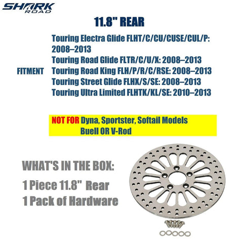 11.8'' Brake Rotor, 1 Piece Rear Rotor for Harley Davidson Touring 2008-2013 Models, No Rust No Vibration Awesome Performance 11.8'' Rear Brake Rotor for Harley HDRT-1102 - SHARKROAD 11.8'' Brake Rotor, 1 Piece Rear Rotor for Harley Davidson Touring 2008-2013 Models, No Rust No Vibration Awesome Performance 11.8'' Rear Brake Rotor for Harley HDRT-1102 - SHARKROAD