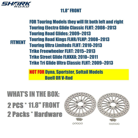 2 Pcs Front 11.8'' Brake Rotors for Harley Davidson Touring 2008-2013 Models, Awesome Performance No Vibration Rust-proof Brakes Rotors for Harley Touring Front Wheel HDRT-1103 - SHARKROAD 2 Pcs Front 11.8'' Brake Rotors for Harley Davidson Touring 2008-2013 Models, Awesome Performance No Vibration Rust-proof Brakes Rotors for Harley Touring Front Wheel HDRT-1103 - SHARKROAD