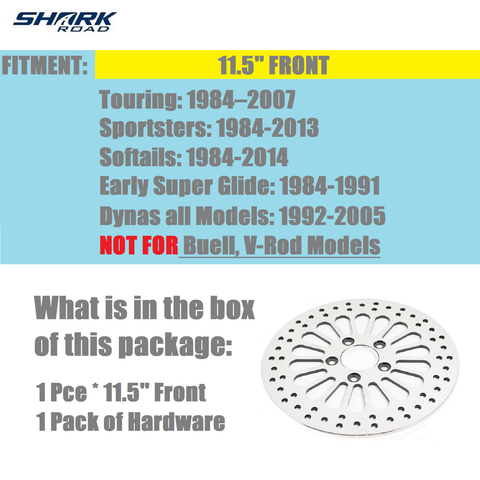 1 Piece Front Brake Rotor for Harley Davidson Touring Sportster Softail Dyna, Superior Heat Dissipation 11.5'' High-Polished Stainless Steel Brake part for harley davidson Motorcycle Models HDRT-1001 - SHARKROAD 1 Piece Front Brake Rotor for Harley Davidson Touring Sportster Softail Dyna, Superior Heat Dissipation 11.5'' High-Polished Stainless Steel Brake part for harley davidson Motorcycle Models HDRT-1001 - SHARKROAD