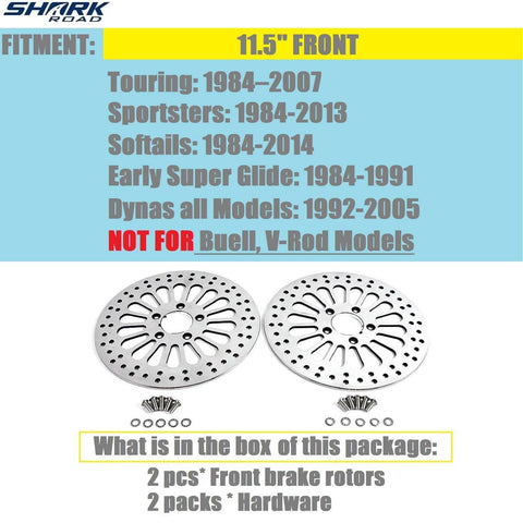 2 Pieces Front Rotors for Harley Davidson Brake System, Two-11.5'' Front Rotor for Harley Touring Sportster Softail Dyna Front Wheel, Vibration Proof Hardened Stainless Steel Brake Rotors HDRT-1003 - SHARKROAD 2 Pieces Front Rotors for Harley Davidson Brake System, Two-11.5'' Front Rotor for Harley Touring Sportster Softail Dyna Front Wheel, Vibration Proof Hardened Stainless Steel Brake Rotors HDRT-1003 - SHARKROAD