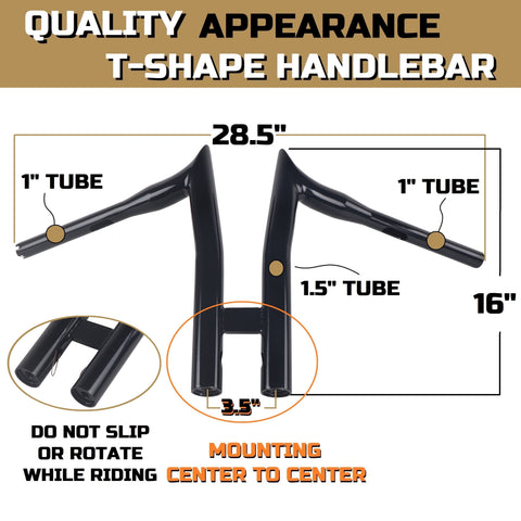 FATFLEX 1.5 Inch Strong & Solid T HandleBars for Harley Davidson Touring, Softail, Dyna FATFLEX 1.5 Inch Strong & Solid T HandleBars for Harley Davidson Touring, Softail, Dyna