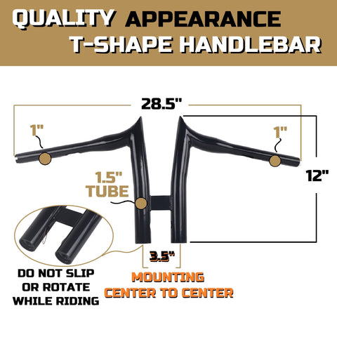 FATFLEX 1.5 Inch Strong & Solid T HandleBars for Harley Davidson Touring, Softail, Dyna FATFLEX 1.5 Inch Strong & Solid T HandleBars for Harley Davidson Touring, Softail, Dyna