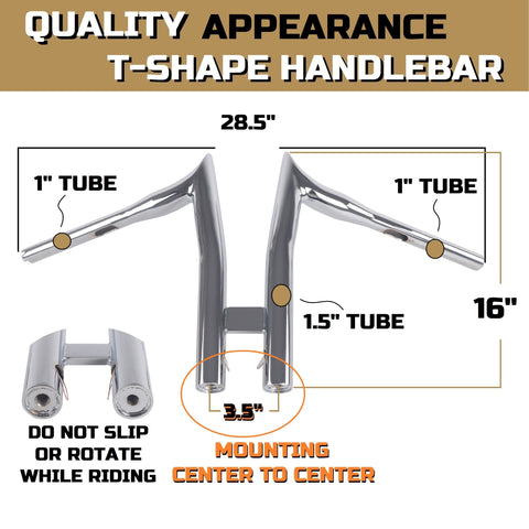 FATFLEX 1.5 Inch Strong & Solid T HandleBars for Harley Davidson Touring, Softail, Dyna FATFLEX 1.5 Inch Strong & Solid T HandleBars for Harley Davidson Touring, Softail, Dyna