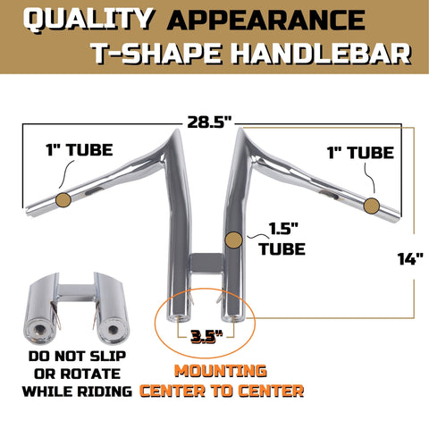 FATFLEX 1.5 Inch Strong & Solid T HandleBars for Harley Davidson Touring, Softail, Dyna FATFLEX 1.5 Inch Strong & Solid T HandleBars for Harley Davidson Touring, Softail, Dyna
