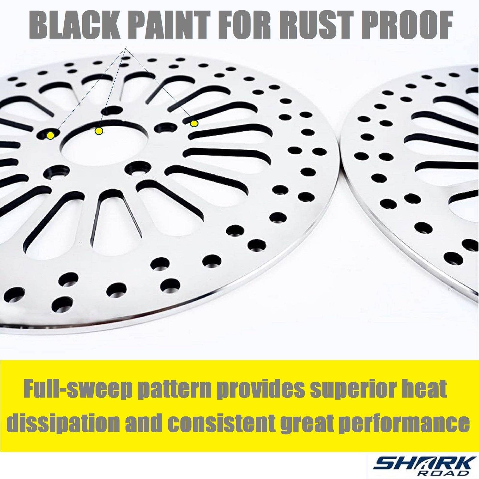 1 Piece Front Rotor and 1 Piece Rear Rotor 11.5'' for Harley Davidson Touring Sportster Softail Dyna Rotor System Updating, Great Performance Brake Rotor for harley davidson Motorcycle Model HDRT-1004 - SHARKROAD 1 Piece Front Rotor and 1 Piece Rear Rotor 11.5'' for Harley Davidson Touring Sportster Softail Dyna Rotor System Updating, Great Performance Brake Rotor for harley davidson Motorcycle Model HDRT-1004 - SHARKROAD