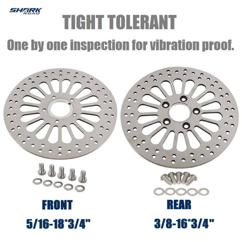 1 Piece Front Rotor and 1 Piece Rear Rotor 11.5'' for Harley Davidson Touring Sportster Softail Dyna Rotor System Updating, Great Performance Brake Rotor for harley davidson Motorcycle Model HDRT-1004 - SHARKROAD 1 Piece Front Rotor and 1 Piece Rear Rotor 11.5'' for Harley Davidson Touring Sportster Softail Dyna Rotor System Updating, Great Performance Brake Rotor for harley davidson Motorcycle Model HDRT-1004 - SHARKROAD