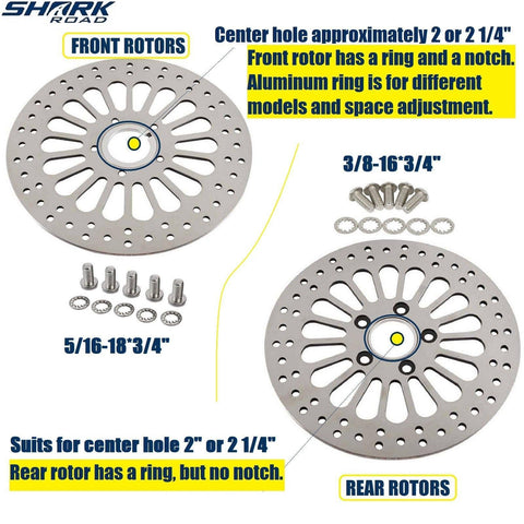 1 Piece Front Rotor and 1 Piece Rear Rotor 11.5'' for Harley Davidson Touring Sportster Softail Dyna Rotor System Updating, Great Performance Brake Rotor for harley davidson Motorcycle Model HDRT-1004 - SHARKROAD 1 Piece Front Rotor and 1 Piece Rear Rotor 11.5'' for Harley Davidson Touring Sportster Softail Dyna Rotor System Updating, Great Performance Brake Rotor for harley davidson Motorcycle Model HDRT-1004 - SHARKROAD