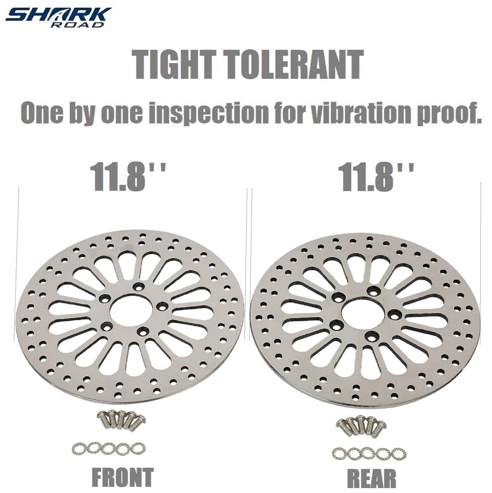 11.8'' 1 Piece Front and 1 Piece Rear Brake Rotors for Harley Davidson 2008-2013 Touring Models, Road King, Street Glide, Road Glide, Ultra Limitid Brake Rotor Upgrade, No-rust High Polished HDRT-1104 - SHARKROAD 11.8'' 1 Piece Front and 1 Piece Rear Brake Rotors for Harley Davidson 2008-2013 Touring Models, Road King, Street Glide, Road Glide, Ultra Limitid Brake Rotor Upgrade, No-rust High Polished HDRT-1104 - SHARKROAD