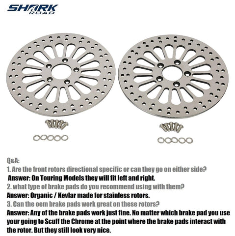 11.8'' 1 Piece Front and 1 Piece Rear Brake Rotors for Harley Davidson 2008-2013 Touring Models, Road King, Street Glide, Road Glide, Ultra Limitid Brake Rotor Upgrade, No-rust High Polished HDRT-1104 - SHARKROAD 11.8'' 1 Piece Front and 1 Piece Rear Brake Rotors for Harley Davidson 2008-2013 Touring Models, Road King, Street Glide, Road Glide, Ultra Limitid Brake Rotor Upgrade, No-rust High Polished HDRT-1104 - SHARKROAD