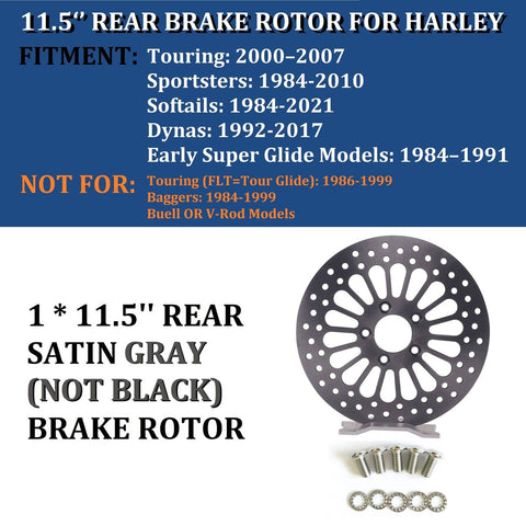 REVOROAR 1 Piece 11.5'' Rear Rotor for Harley Davidson, Gray Satin-Not Polished REVOROAR 1 Piece 11.5'' Rear Rotor for Harley Davidson, Gray Satin-Not Polished