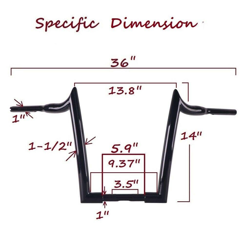 Massive 1 1/2 Inch Ape Hangers Handlebars, 14 Inch Black Handlebars for Harley Davidson Touring, Softail, Dyna, Sportster, Baggers, Dressers, EZ Mounting Wiring. - SHARKROAD Massive 1 1/2 Inch Ape Hangers Handlebars, 14 Inch Black Handlebars for Harley Davidson Touring, Softail, Dyna, Sportster, Baggers, Dressers, EZ Mounting Wiring. - SHARKROAD