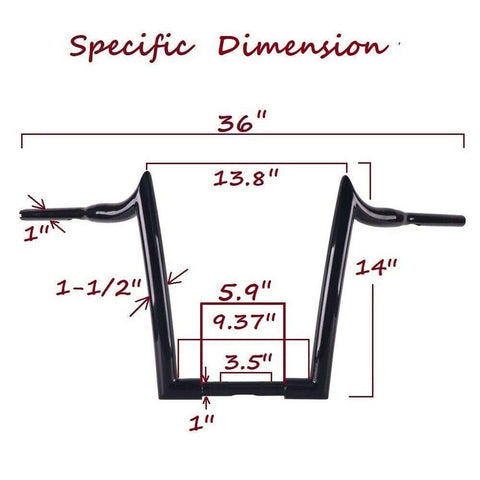 Massive 1 1/2 Inch Ape Hangers Handlebars, 14 Inch Black Handlebars for Harley Davidson Touring, Softail, Dyna, Sportster, Baggers, Dressers, EZ Mounting Wiring. - SHARKROAD Massive 1 1/2 Inch Ape Hangers Handlebars, 14 Inch Black Handlebars for Harley Davidson Touring, Softail, Dyna, Sportster, Baggers, Dressers, EZ Mounting Wiring. - SHARKROAD