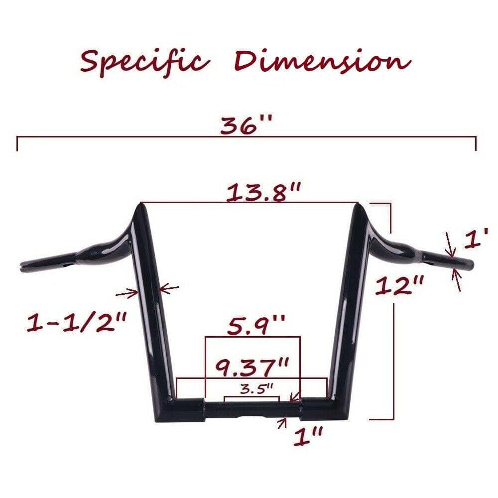 Massive 1 1/2 Inch Ape Hangers Handlebars, 12 Inch Black Handlebars for Harley Davidson Touring, Softail, Dyna, Sportster, Baggers, Dressers, EZ Mounting Wiring. - SHARKROAD Massive 1 1/2 Inch Ape Hangers Handlebars, 12 Inch Black Handlebars for Harley Davidson Touring, Softail, Dyna, Sportster, Baggers, Dressers, EZ Mounting Wiring. - SHARKROAD