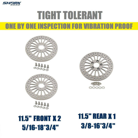 11.5" Brake Rotors 2pcs Front & 1pcs Rear Super Spoke SS For Harley Touring Dyna - SHARKROAD 11.5" Brake Rotors 2pcs Front & 1pcs Rear Super Spoke SS For Harley Touring Dyna - SHARKROAD