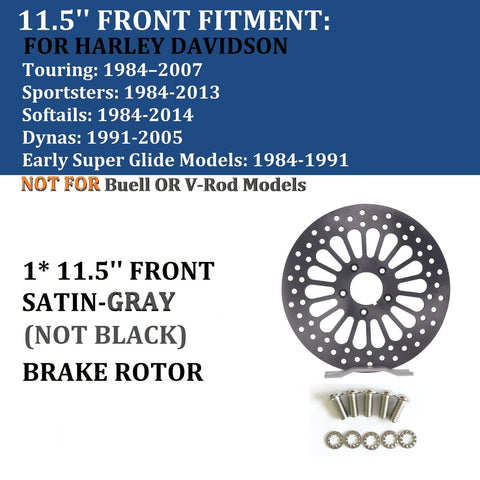 REVOROAR 1 Piece 11.5'' Front Rotor for Harley Davidson, Gray Satin-Not Polished REVOROAR 1 Piece 11.5'' Front Rotor for Harley Davidson, Gray Satin-Not Polished