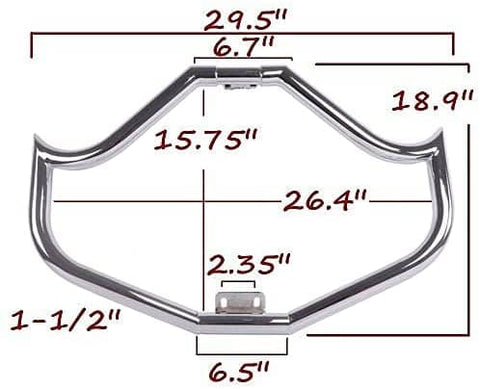 thumbnail image 2 of ANIT 1-1/2" Fat Engine Guard Crash Bars For Harley - Chrome Meat-Hook Style 2 of 5