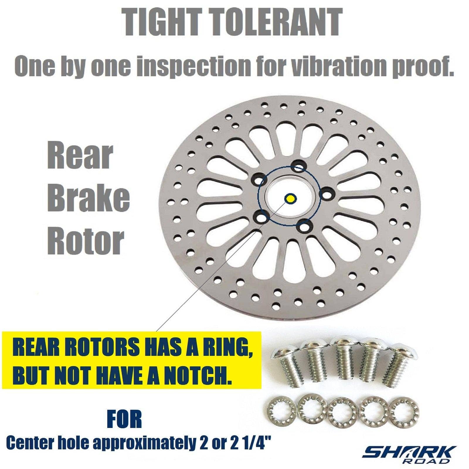 1 Piece Rear Rotor for Harley Davidson Brake Parts Upgrade, Suit for Touring Sportster Softail Dyna  11.5'' Rear Brake Rotors, Great performance No Vibration brake rotors for harley davidson HDRT-1002 - SHARKROAD