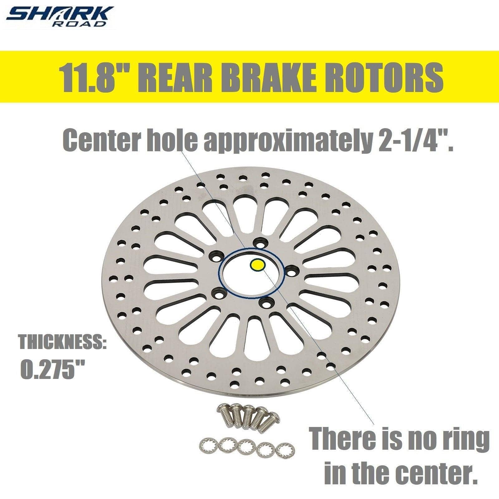 11.8'' Brake Rotor, 1 Piece Rear Rotor for Harley Davidson Touring 2008-2013 Models, No Rust No Vibration Awesome Performance 11.8'' Rear Brake Rotor for Harley HDRT-1102 - SHARKROAD