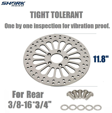 11.8'' Brake Rotor, 1 Piece Rear Rotor for Harley Davidson Touring 2008-2013 Models, No Rust No Vibration Awesome Performance 11.8'' Rear Brake Rotor for Harley HDRT-1102 - SHARKROAD